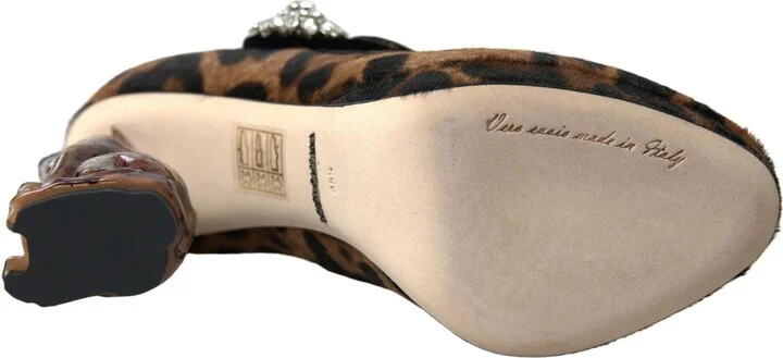 Black Brown Calf Leopard Heel Mary Jane Pump Women's Shoes - Image 4
