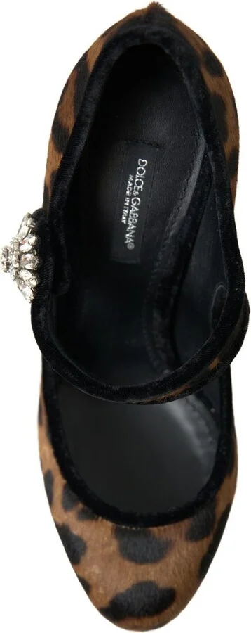 Black Brown Calf Leopard Heel Mary Jane Pump Women's Shoes - Image 5