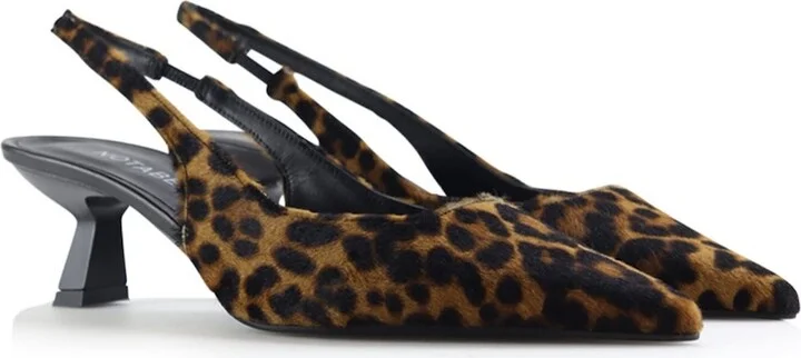 Black / Brown Elisa Slingback Stilettos, Leopard - Image 3
