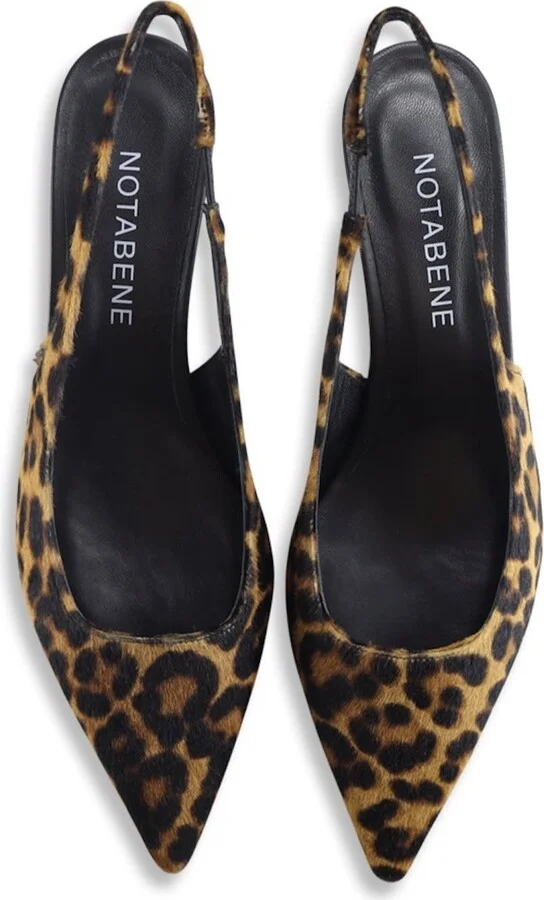 Black / Brown Elisa Slingback Stilettos, Leopard - Image 4