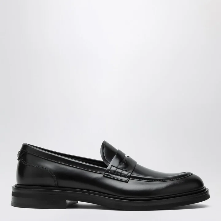 Black brushed leather loafer