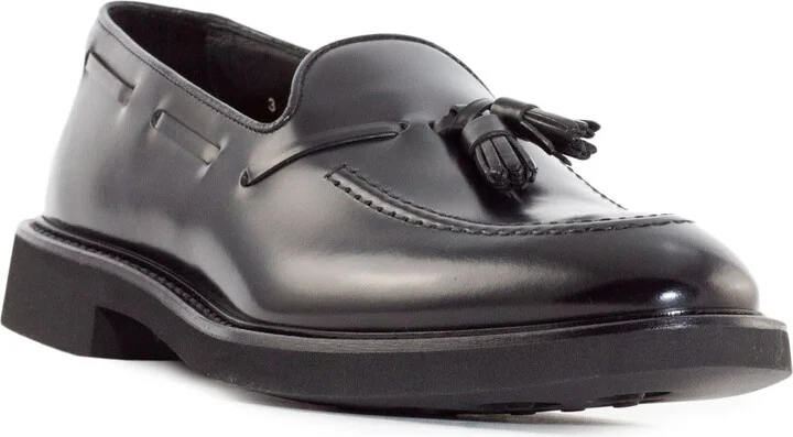 Black Brushed Leather Loafers - Image 2