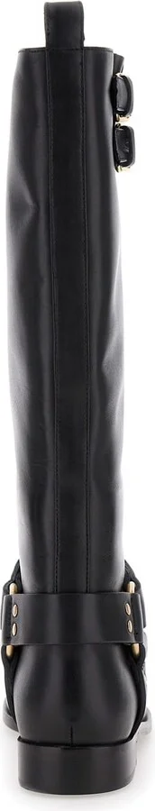 Black Buckle Boots In Leather Woman - Image 4