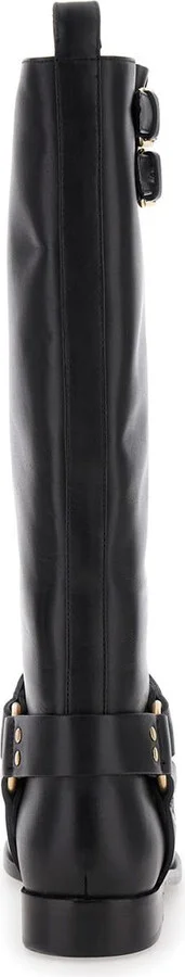 Black Buckle Boots In Leather Woman - Image 4