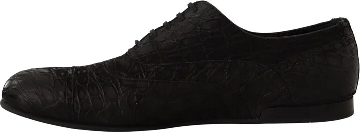 Black Caiman Leather Mens Oxford Men's Shoes - Image 5