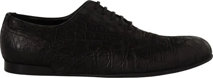 Black Caiman Leather Mens Oxford Men's Shoes