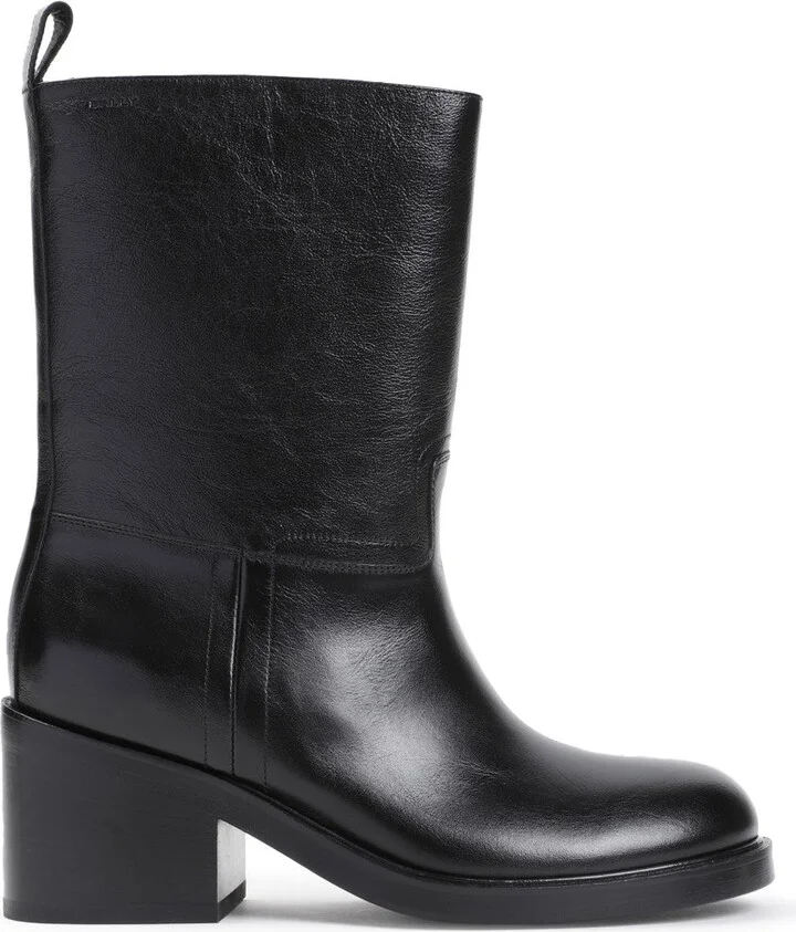 Black Calf Leather Bootie