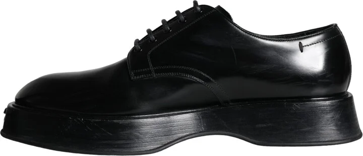 Black Calf Leather Derby Formal Dress Men's Shoes (Pre-Owned) - Image 4