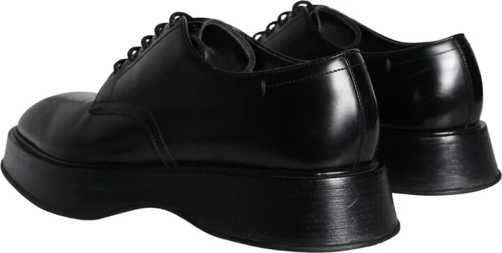 Black Calf Leather Derby Formal Dress Men's Shoes (Pre-Owned) - Image 5