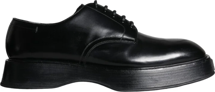 Black Calf Leather Derby Formal Dress Men's Shoes (Pre-Owned)