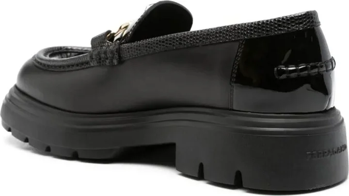 Black Calf Leather Gancini Loafers - Image 3