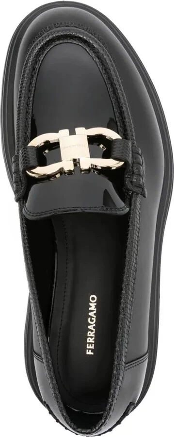 Black Calf Leather Gancini Loafers - Image 4