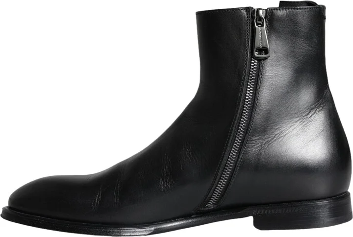 Black Calf Leather Men Ankle Boots Men Men's Shoes - Image 5