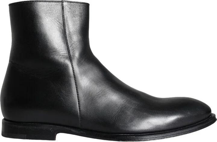 Black Calf Leather Men Ankle Boots Men Men's Shoes