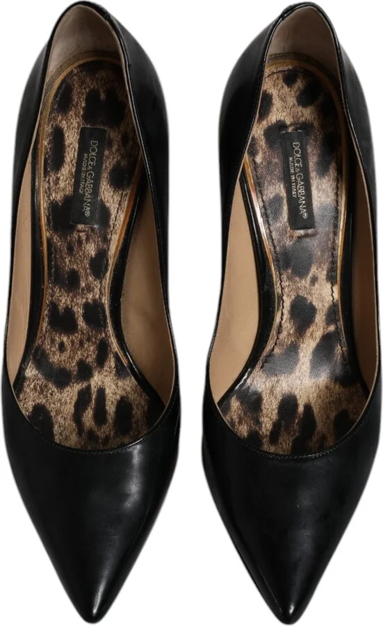 Black Calf Leather Stiletto Heels Pumps Women's Shoes (Pre-Owned) - Image 3