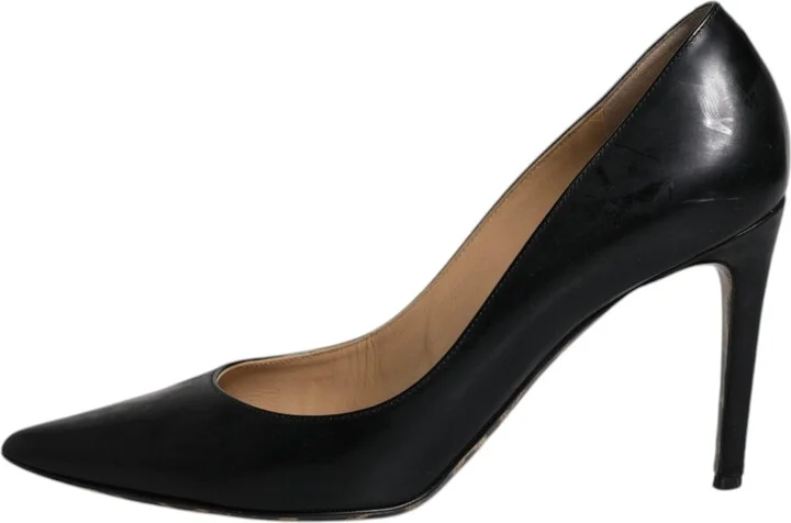 Black Calf Leather Stiletto Heels Pumps Women's Shoes (Pre-Owned) - Image 6