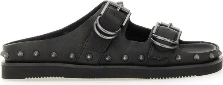 Black Calf Leather "Urus" Sandals