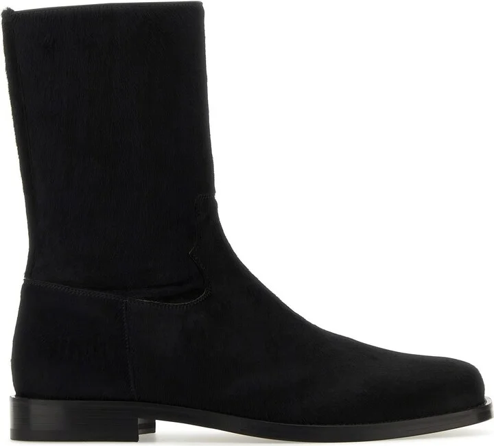 Black calfhair ankle boots