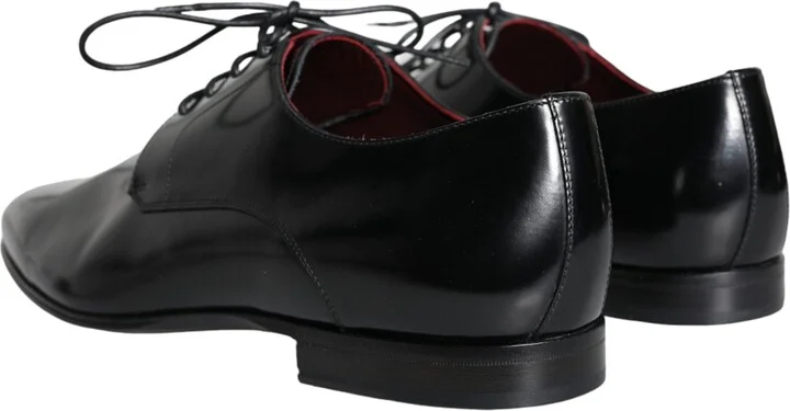 Black Calfskin Leather Derby Dress Men Men's Shoes - Image 4