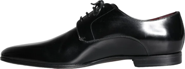 Black Calfskin Leather Derby Dress Men Men's Shoes - Image 5