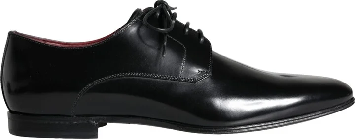 Black Calfskin Leather Derby Dress Men Men's Shoes