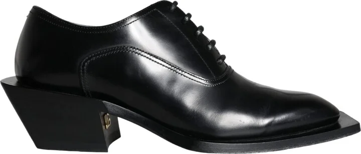 Black Calfskin Leather Derby Dress Men Men's Shoes (Pre-Owned)