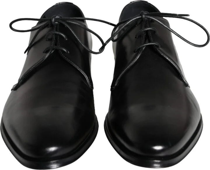 Black Calfskin Leather Derby Men Dress Men's Shoes - Image 2