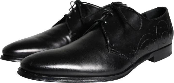 Black Calfskin Leather Derby Men Dress Men's Shoes - Image 3