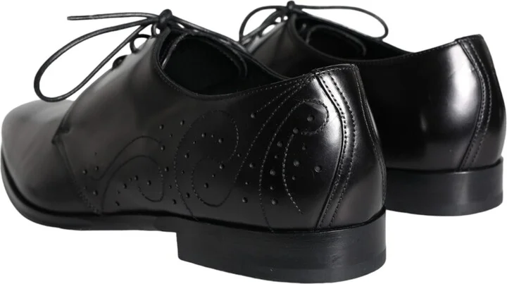 Black Calfskin Leather Derby Men Dress Men's Shoes - Image 4