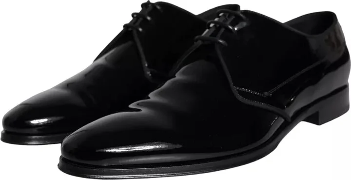 Black Calfskin Leather Derby Men Dress Men's Shoes - Image 4
