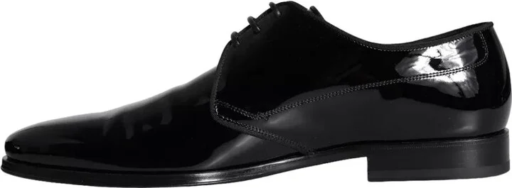 Black Calfskin Leather Derby Men Dress Men's Shoes - Image 6