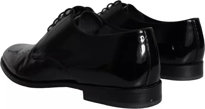 Black Calfskin Leather Derby Men Dress Men's Shoes (Pre-Owned) - Image 3
