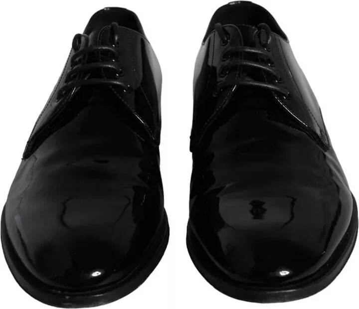 Black Calfskin Leather Derby Men Dress Men's Shoes (Pre-Owned) - Image 6