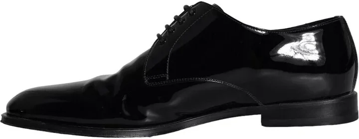 Black Calfskin Leather Derby Men Dress Men's Shoes (Pre-Owned) - Image 2