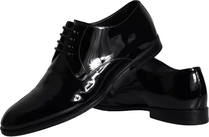 Black Calfskin Leather Derby Men Dress Men's Shoes (Pre-Owned) - Image 3