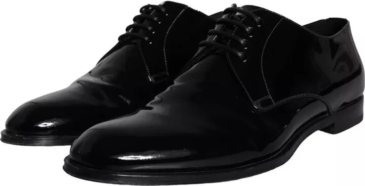 Black Calfskin Leather Derby Men Dress Men's Shoes (Pre-Owned) - Image 4