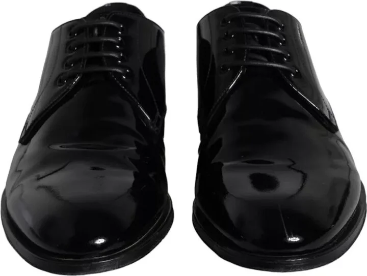 Black Calfskin Leather Derby Men Dress Men's Shoes (Pre-Owned) - Image 6
