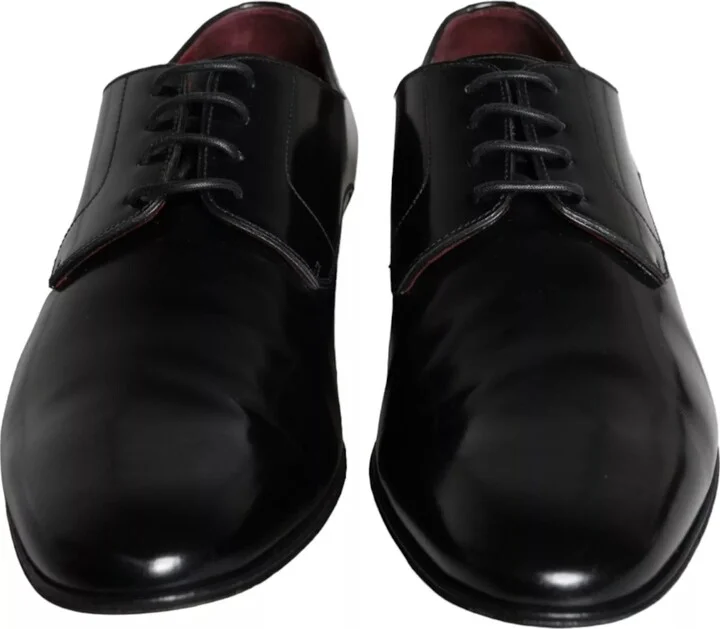 Black Calfskin Leather Derby Men's Shoes (Pre-Owned) - Image 2