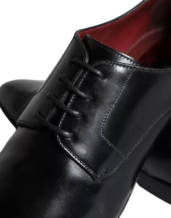Black Calfskin Leather Derby Men's Shoes (Pre-Owned) - Image 4