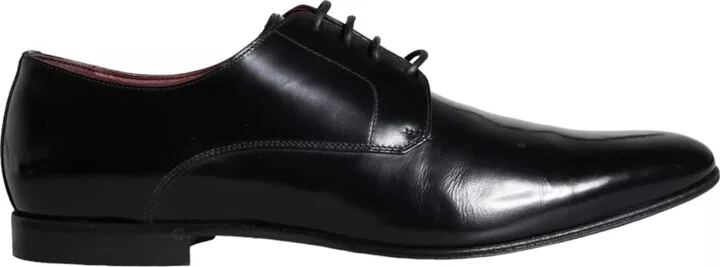 Black Calfskin Leather Derby Men's Shoes (Pre-Owned)