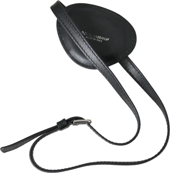 Black Calfskin Leather Metal DG Logo Eye Women's Patch - Image 3