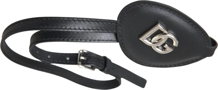 Black Calfskin Leather Metal DG Logo Eye Women's Patch - Image 4