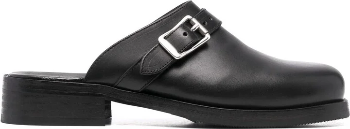 Black Camion Leather Mules