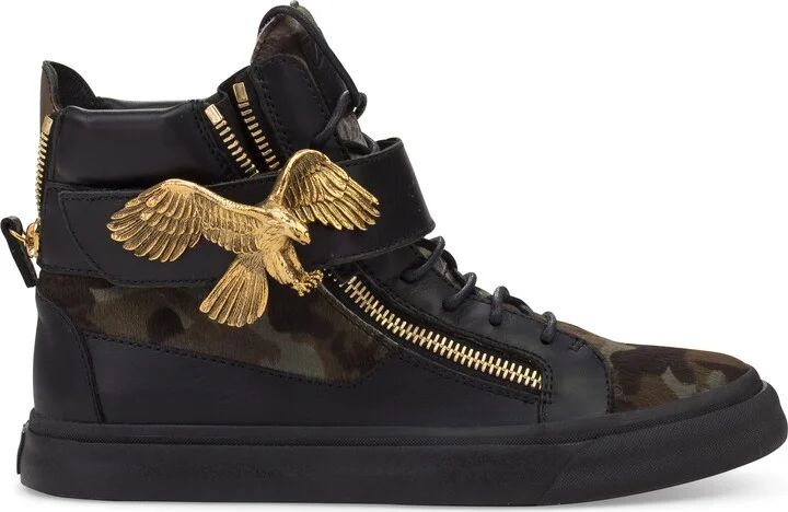 Black Camo Golden Eagle Strap Sneakers