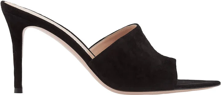 Black Camoscio Suede Mules