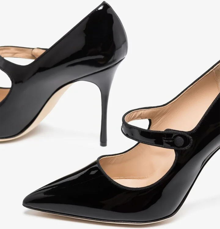 Black Camparicaro 105 Leather Mary Jane Pumps - Image 2