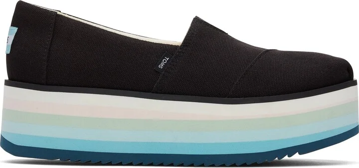 Black Canvas Alpargata Platform Espadrille