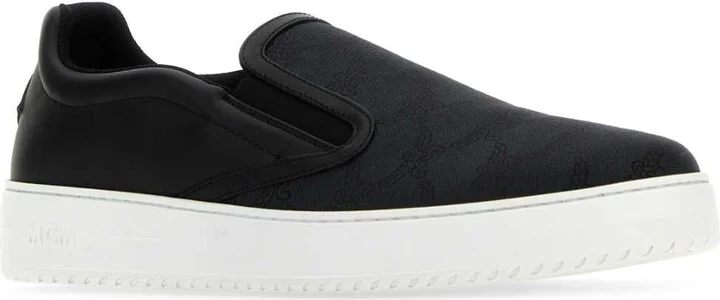 Black Canvas And Leather Neo Terrain Slip Ons - Image 2