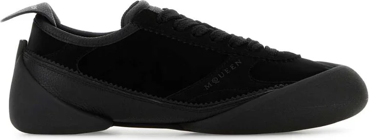 Black Canvas And Suede Sneakers