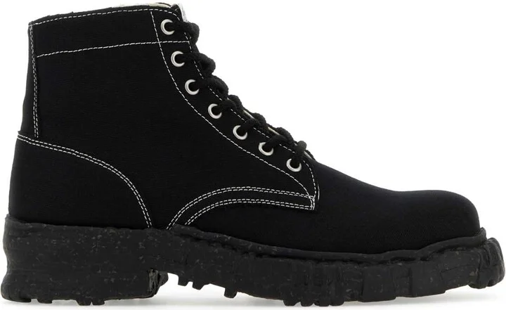 Black Canvas Ankle Boots
